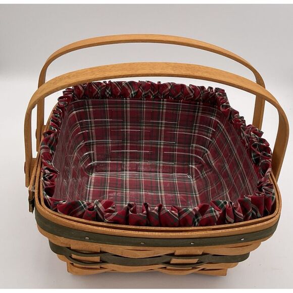 VTG Retired Longaberger 1993 Bayberry Basket-Green- W/ Liner&Protector-Signed - Picture 4 of 4